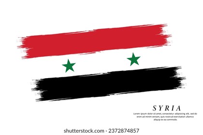 Syria flag brush vector background. Grunge style country flag of Syria brush stroke isolated on white background