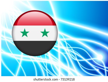 Syria Flag Button on Abstract Light Background Original Illustration