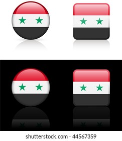 Botones de bandera siria sobre fondo blanco y negro Vector original Ilustración compatible AI8