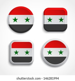 Syria flag buttons set on the white background, vector illustration