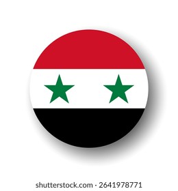 Syria flag - flat vector circle icon or badge with dropped shadow.