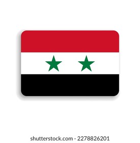 Syria flag - flat vector rectangle with rounded corners and dropped shadow.