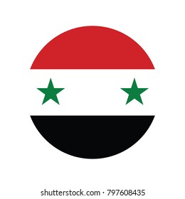 Syria Flag Glossy Button, Syria flag icon flat. National country sign, illustration official vector.