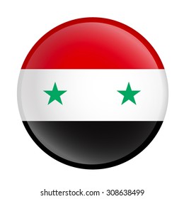Syria flag Glossy Button - Vector