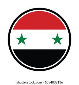 syria Flag in glossy round button of icon. syria emblem isolated on white background.