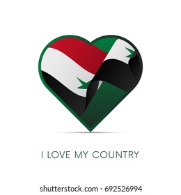 Syria flag in heart. I love my country. sign. Vector illustration.
