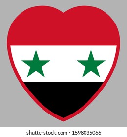 Syria Flag In Heart Shape Vector
