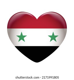 Syria flag icon isolated on white background. Syria flag. Flag icon glossy.