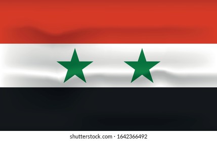 Syria Flag Icon and Logo. World National Isolated Flag Banner and Template. Realistic, 3D Vector illustration Art with Wave Effect.
