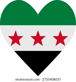 Syria flag icon in the shape of a heart. Click the heart button flag of Syria.