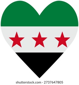 Syria flag icon in the shape of a heart. Click the heart button flag of Syria.
