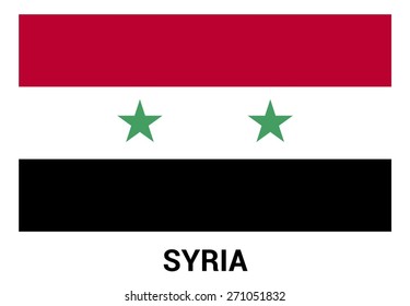 Syria flag isolated vector in official colors and Proportion Correctly. country's name label in bottom