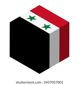 Syria flag - isometric 3D cube isolated on white background. Vector object.