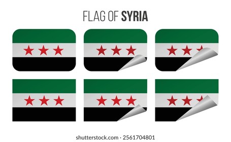 syria flag labels stickers set vector illustration 3D Flags Syria Isolated White