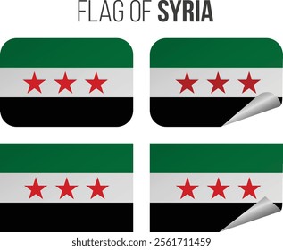 syria flag labels stickers set vector illustration 3d flags syria isolated white - syrian flag