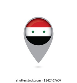 Syria flag location map pin icon on white background.