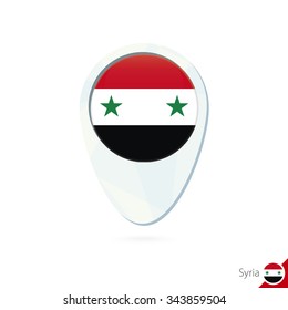 Syria flag location map pin icon on white background. Vector Illustration.