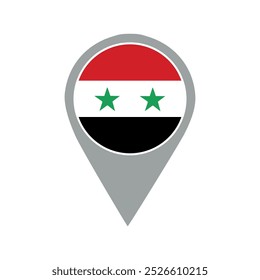 syria flag location pin, flag application, Flag on Location Pin, graphic design, map pointer, vector illustration.