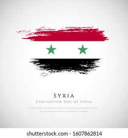 Syria flag made in brush stroke background. Evacuation day of Syria. Creative Syria national country flag icon. Abstract painted grunge style brush flag background.