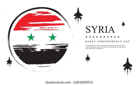 Syria Flag Made of Grunge effect Brush Paint Vector