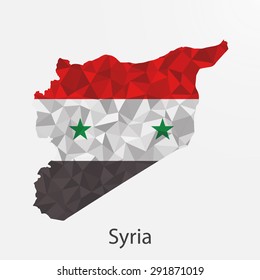 Syria flag map in geometric,mosaic polygonal style.Abstract tessellation,background. Vector illustration EPS10