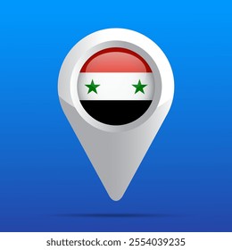 Syria Flag Map Icon. Glossy icon. 3D. Vector Illustration.