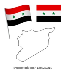 Syria flag and map. Patriotic background. National flag of Syria vector illustration