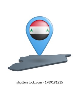 Syria flag map pin on white