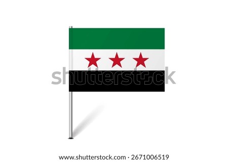 Syria flag - map pin flag representing a country cultural identity and heritage. The essence of national pride and unity. Map pin flag stuck in a white background