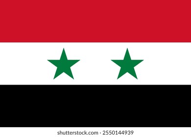 Syria flag in official colors, dimensions and aspect ratio. Vector flag symbolizing national pride, identity, heritage, patriotism and authority