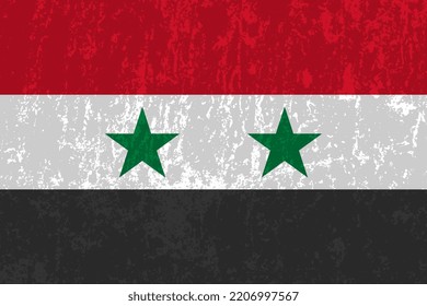 Bandera siria, colores oficiales y proporción. Ilustración vectorial.