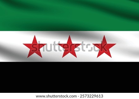 Syria flag official colors and proportion digital vector illustration. Pleated flag.