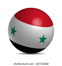 Syria flag on a 3d ball with shadow, vector illustration