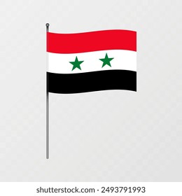 Syrien-Flagge auf Fahnenmast. Vektorillustration.