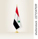 Syria flag on a flag stand. Vector illustration.