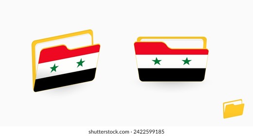 Syria flag on two type of folder icon. Vector illustration.