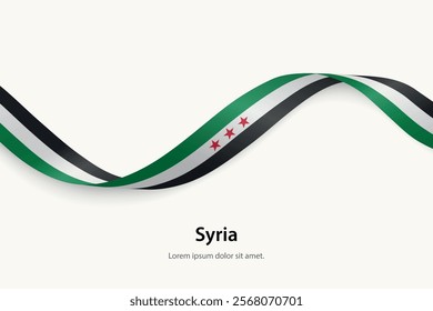 Syria flag on Waving ribbon. Template for independence day