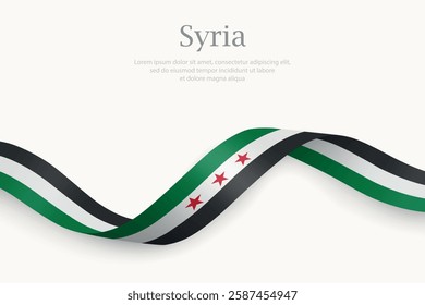 Syria flag on Waving ribbon. Template for independence day