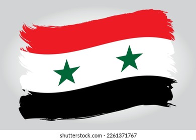 Syria flag paint brush strokes isolated on white background. Vector illustration