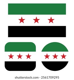 syria flag in rectangle square and circle 