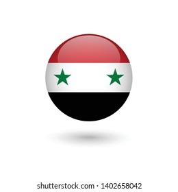 Syria flag - round glossy button, Vector image and icon