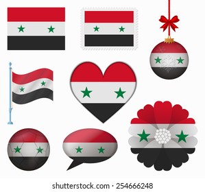 Syria flag set of 8 items vector