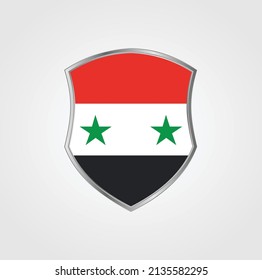 Syria Flag with Shield Frame. National Flag
