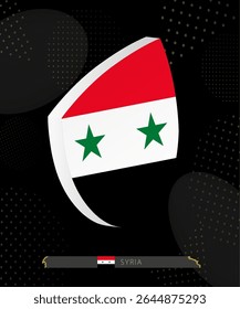 Syria Flag Shield icon in 3D on Dark Modern Abstract Rugby Background. Perfect for sports events, heritage themes, national celebrations, and patriotic designs.