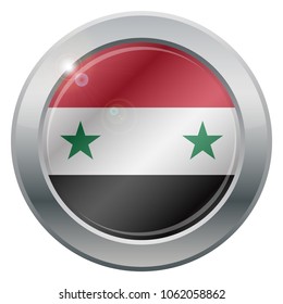 A Syria flag silver icon isolated on a white background