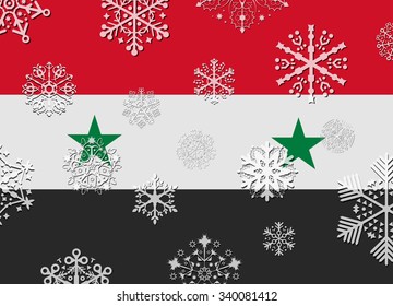 syria flag with snowflakes