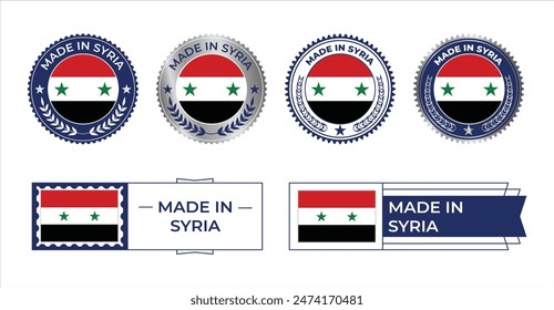 Syrien-Flagge. Hergestellt in Stempel isoliert in weißem Hintergrund. Symbol, Vektorgrafik, Icon, Illustration.