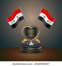 Syria flag in a stand on table. Vector Illustration