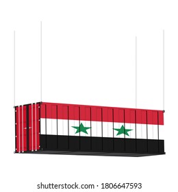 Syria flag symbol on cargo containers hang by chain, the concept import and export business of country.