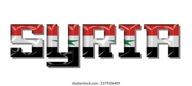 SYRIA flag text font, 3D SYRIA colorful background, SYRIA flag vector illustration